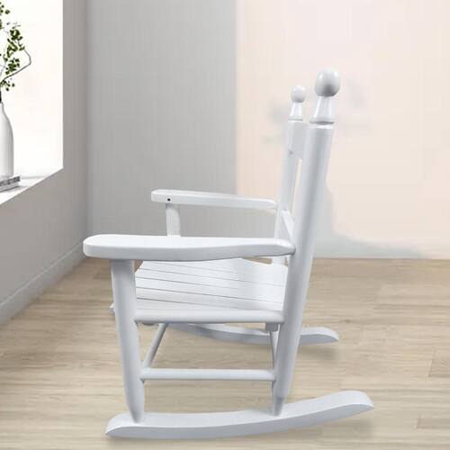 Children's White Wooden Outdoor Rocking Chair