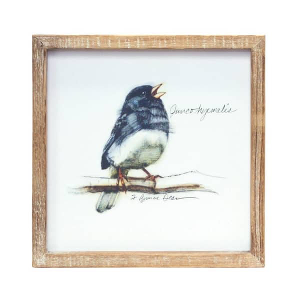 1 in. x 9.5 in. Brown Solid Wood Bird Wall Art 4-Piece