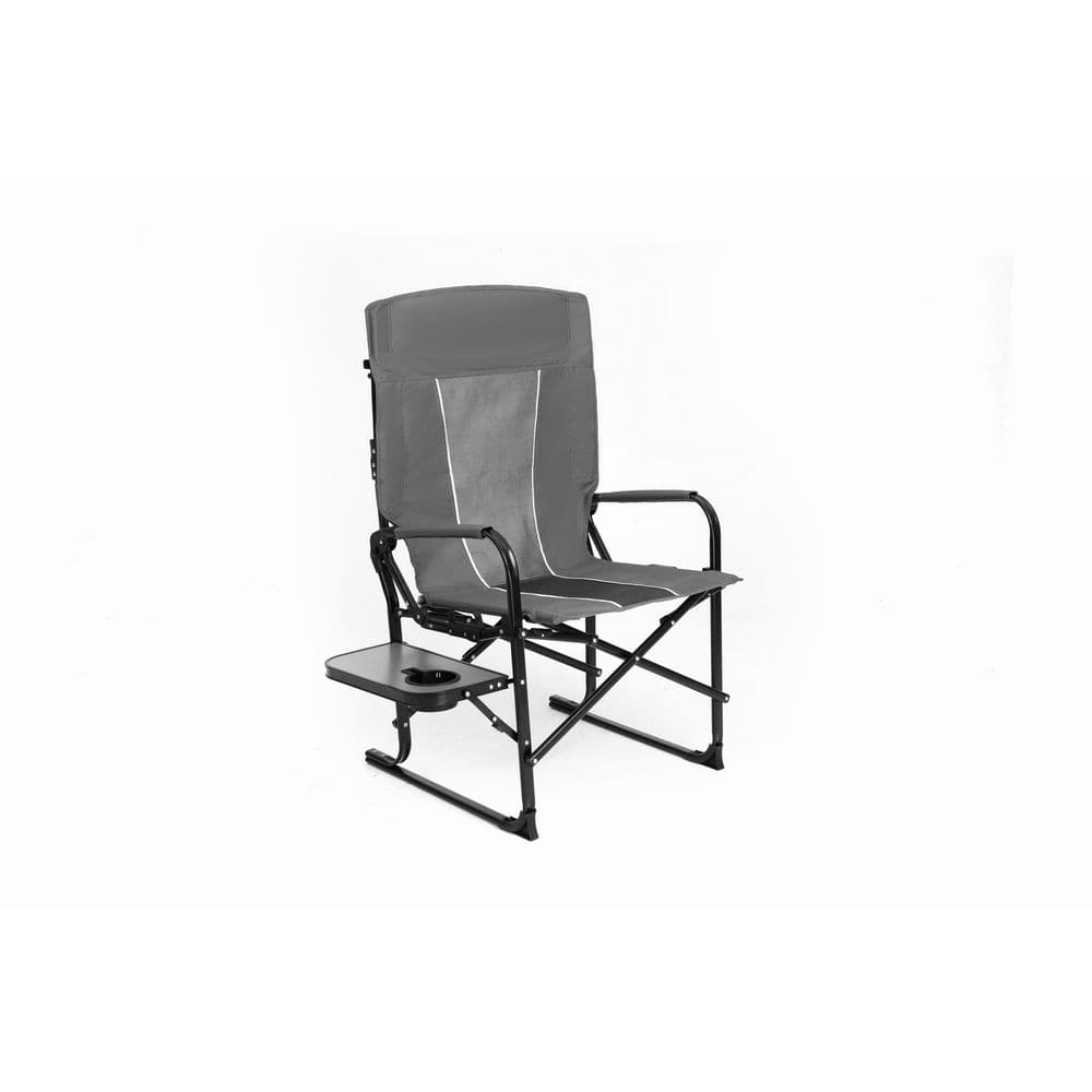 Heavy Duty Gray Steel Camping Chair, Oversized Portable Folding Directors 