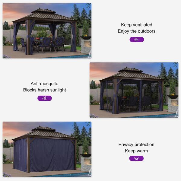 PURPLE LEAF 10 ft. x 12 ft. Patio Outdoor Gazebo for