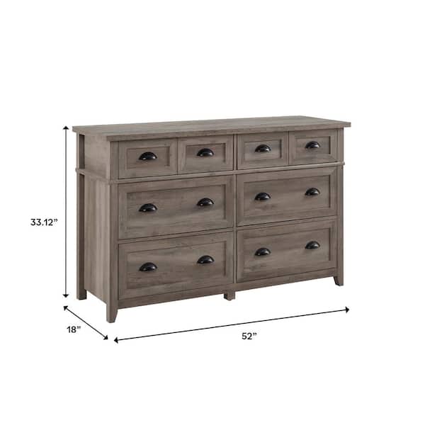 dawson grey wash 6-drawer dresser Farmhouse Grey Wash 6-Drawer 52 in. W Dresser with Faux Double Drawers