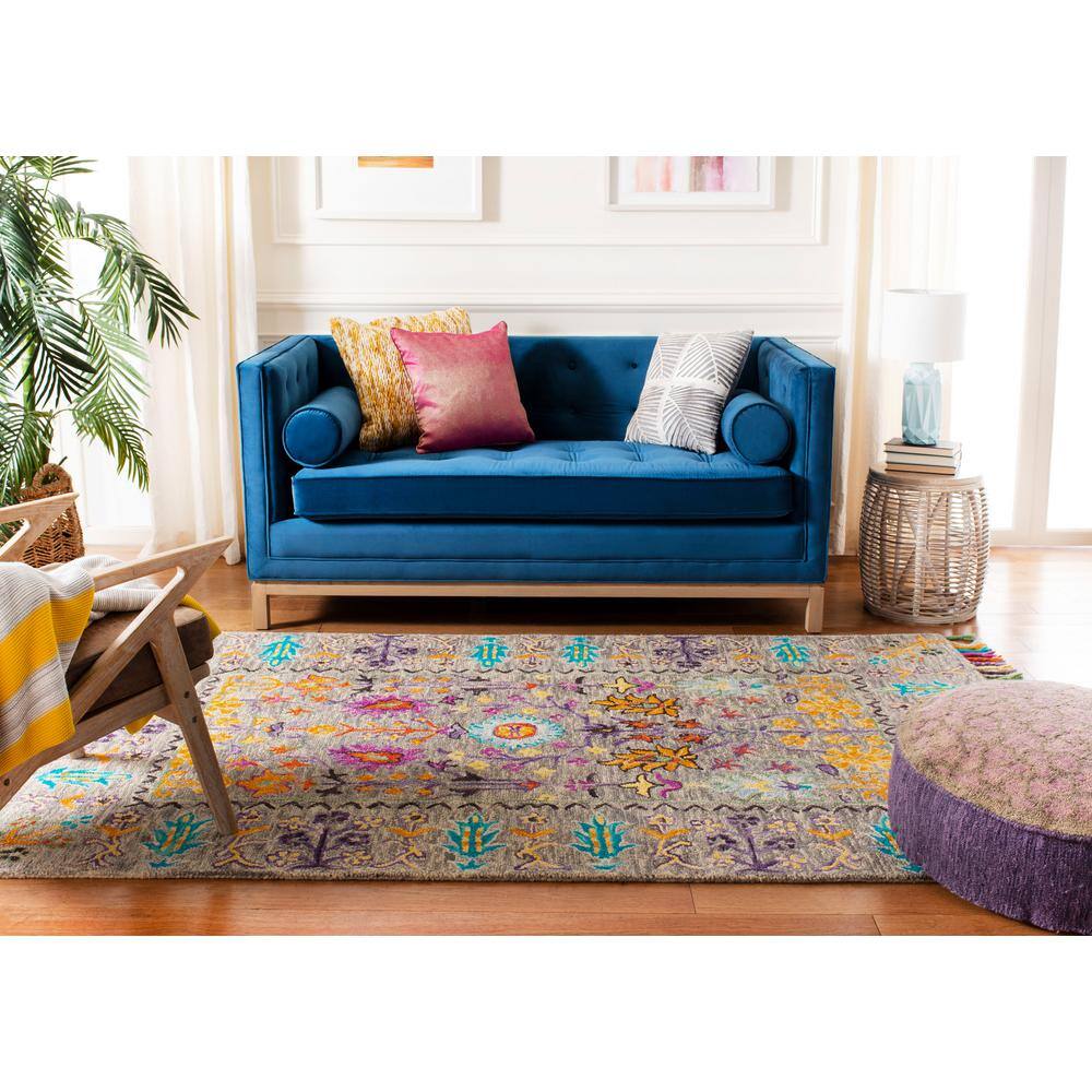 Handmade Gray Tufted Wool Rectangular 8' x 10' Area Rug