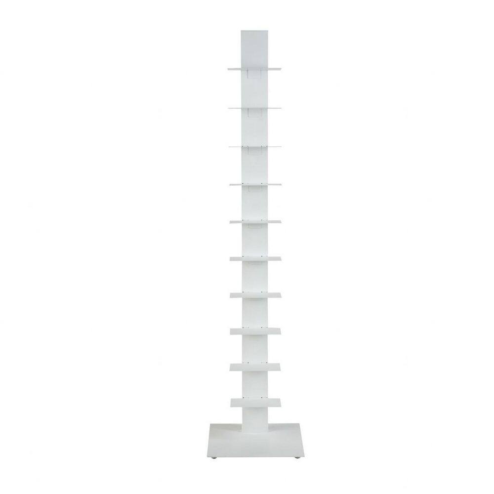 59.85 in. Tall White Metal 10 Shelf Standard Bookcase
