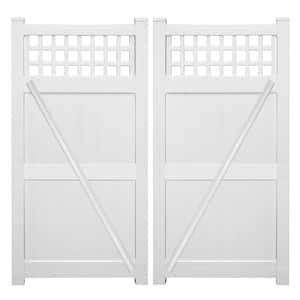Gideon 7 ft. W x 6 ft. H White Vinyl Privacy Double Fence Gate Kit