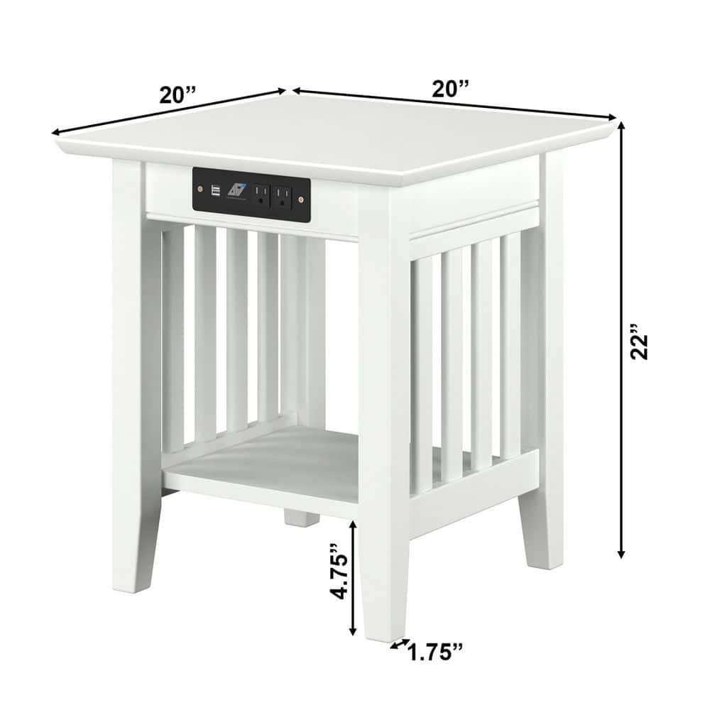 Mission Walnut End Table with Charging Station - thumbnail 7