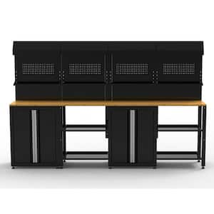 2-Piece Ready-to-Assemble Steel Garage Workstation in Black (106.5 in. W x 69.5 in. H x 19.5 in. D)