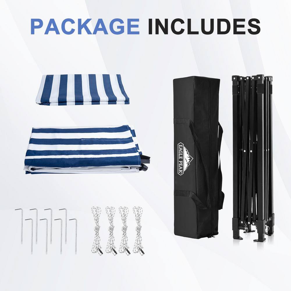 Ultra Compact Blue and White Striped Pop-Up Canopy Tent