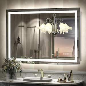 44 in. W x 30 in. H Rectangular Frameless Front and Back LED Lighted Anti-Fog Tempered Glass Wall Bathroom Vanity Mirror