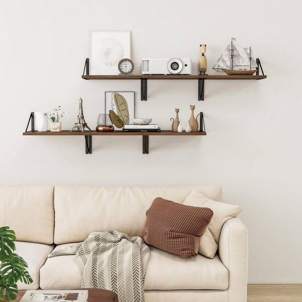 15.8 in. W x 11.8 in. D Walnut Floating Shelves for Wall (Set of 3