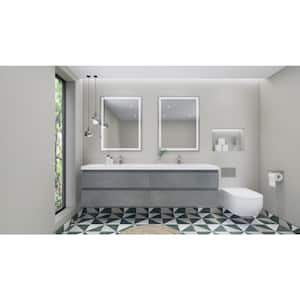 Bohemia 83 in. W Bath Vanity in Cement Gray with Reinforced Acrylic Vanity Top in White with White Basins