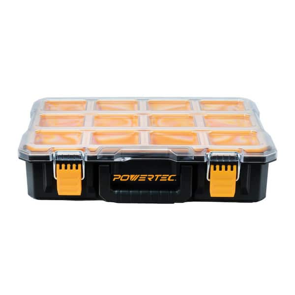 10-Compartments, Small Parts Organizer & Tool Box, IP65 Water & Dust Protection, Stackable Storage w/ Interlocking Latch