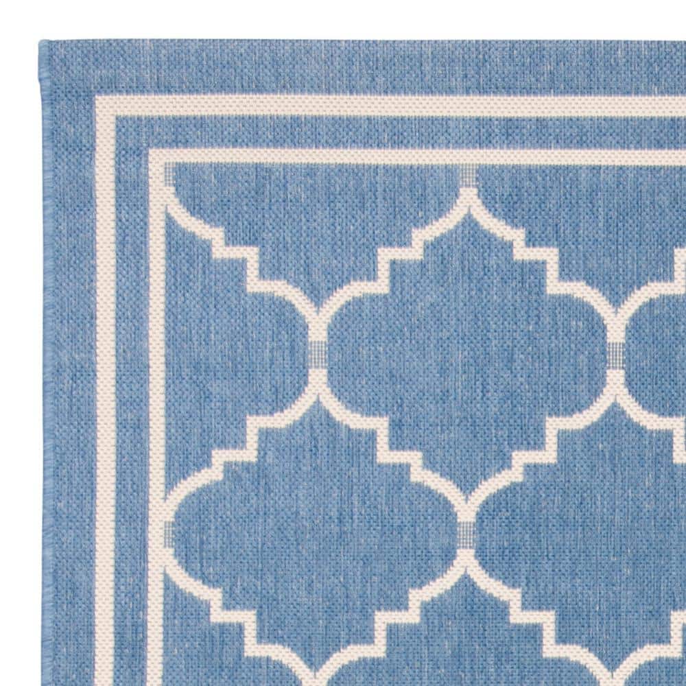 Courtyard Blue and Beige Synthetic Outdoor Area Rug