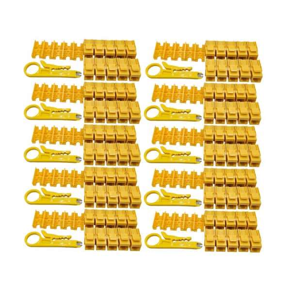 CAT6 Unshielded Punch Down Keystone Jack with Tool (Yellow, 100-Pack)