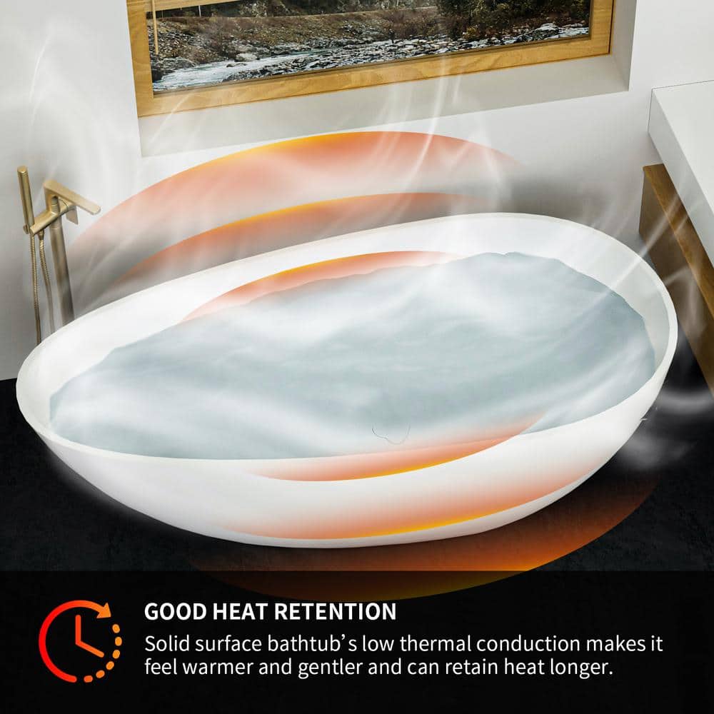 59'' Matte White Acrylic Freestanding Soaking Bathtub