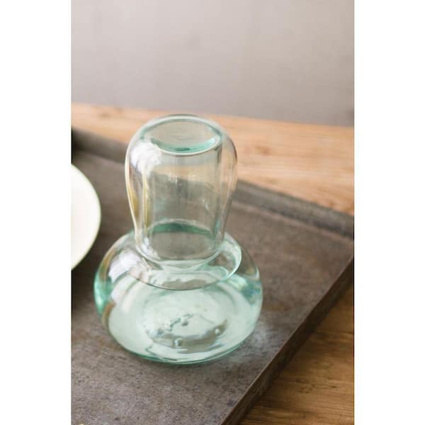 Kalalou 2-Piece Clear Recycled Glass Carafe and Drinking Glass CRL4278