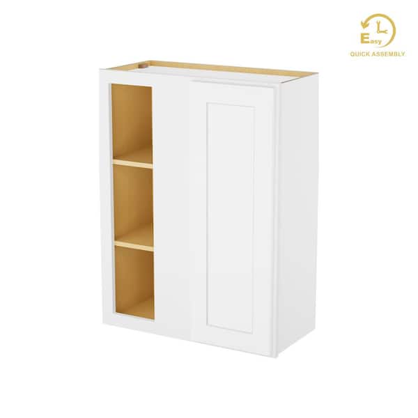 HOMLUX Easy-DIY 30 in. W x 12 in. D x 36 in. H in Shaker White Ready to Assemble Wall Blind Kitchen Cabinet