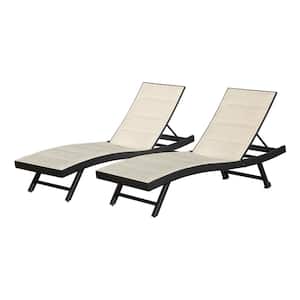Aluminum Adjustable White Textilene Chaise Lounge Poolside Sun Lounger with Wheels Outdoor Recliner Set of 2