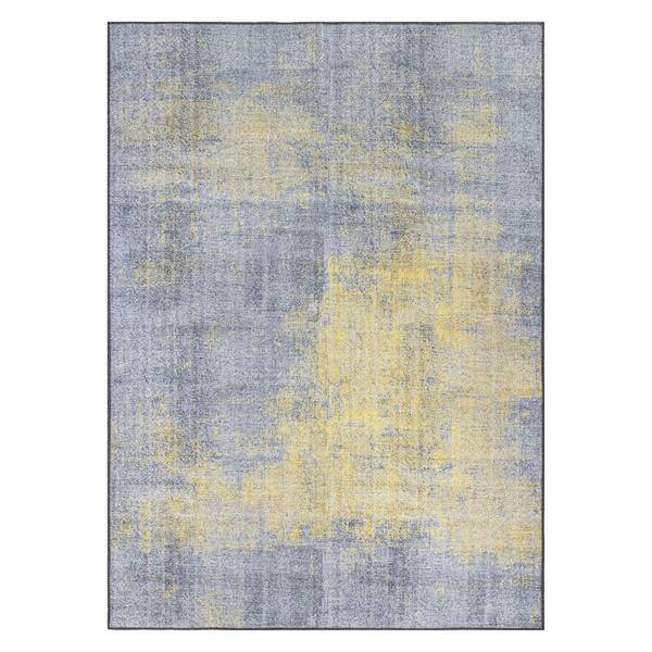 World Rug Gallery Yellow 8 ft. 4 in. x 11 ft. 6 in. Contemporary Abstract Machine Washable Area Rug