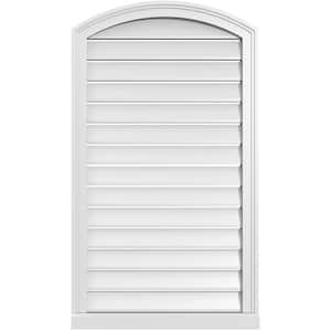 24 in. x 40 in. Arch Top Surface Mount PVC Gable Vent: Decorative with Brickmould Sill Frame