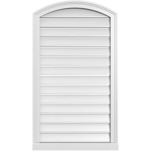 Ekena Millwork 24 in. x 40 in. Arch Top Surface Mount PVC Gable Vent: Decorative with Brickmould Sill Frame
