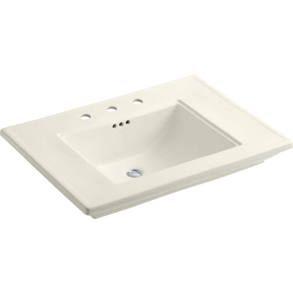 Memoirs 5 in. Cermaic Pedestal Sink Basin in Biscuit with Overflow Drain