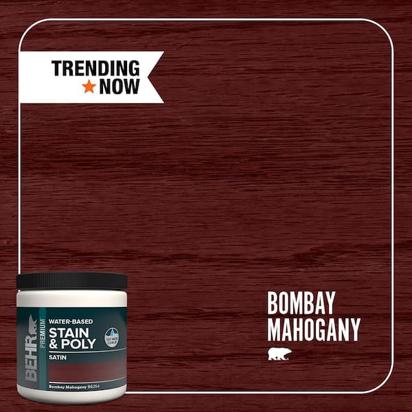 8 oz. #TIS-354 Bombay Mahogany Semi-Transparent Satin Water-Based Interior Wood Stain and Poly in One