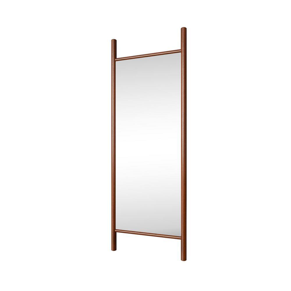 24 in. W x 63 in. H Classic Rectangle Wood Framed Walnut Floor Decorative Mirror