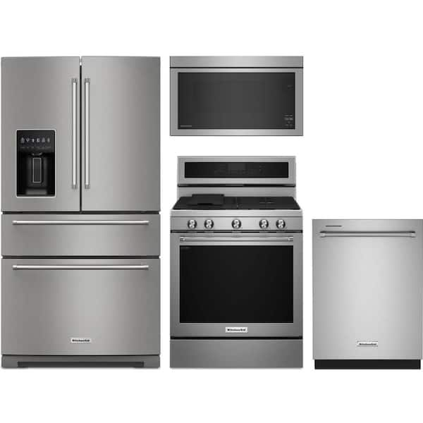 26.2 cu. ft. Standard Depth Refrigerator with 5 Burner Freestanding Gas Range and Dishwasher with 3rd Rack