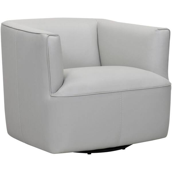 Armen Living Whitney Swivel Dove Gray Leather Barrel Chair LCWHCHDV - The  Home Depot