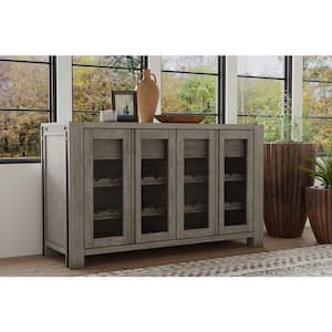 Fallon Grey and Black Wood 58 in. W Sideboard with Solid Wood, Wine Rack