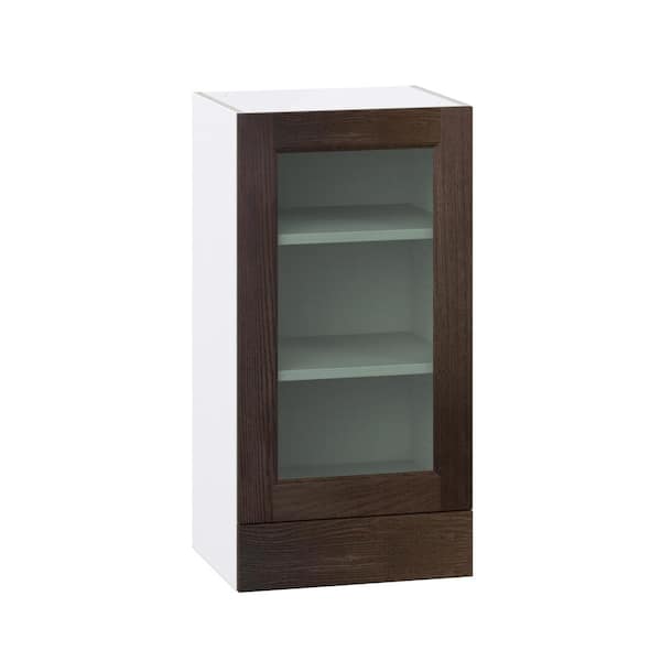 Georgetown 18 in. W x 14 in. D x 35 in. H Assembled Glass Door Wall Kitchen Cabinet in Chestnut with 2-Drawers