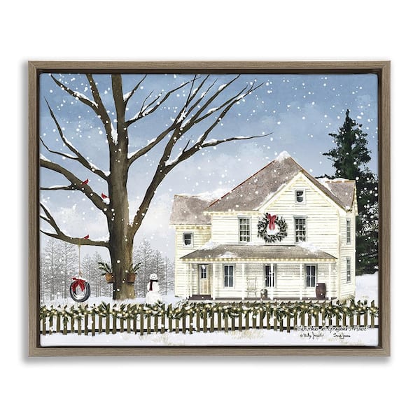 Stupell Industries Charming Winter Neighborhood by Billy Jacobs 1 Piece Floater Frame Graphic Print Nature Poster Art Print 21 in. x 17 in.