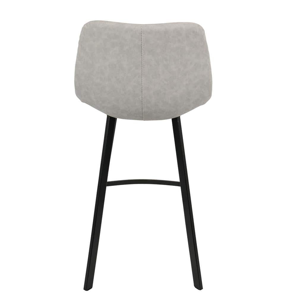 Modern Gray Faux Leather Counter Stools with Metal Frame - Set of 2