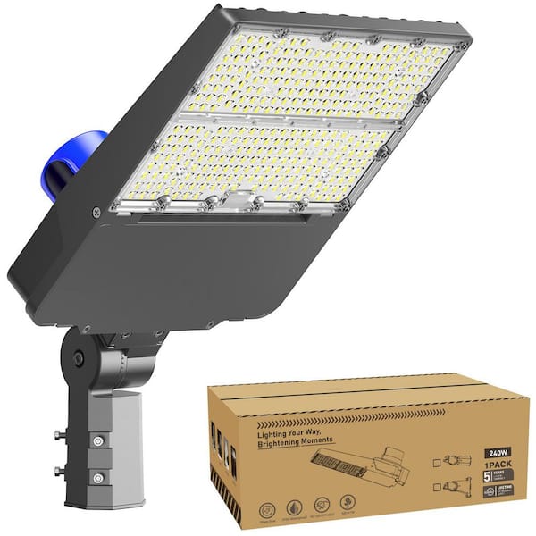 45000 Lumens 240-Watt Equivalent Integrated LED Black Dusk to Dawn Flood Light