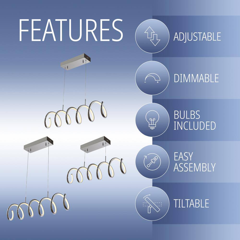 Ali 31" Chrome LED Linear Pendant Light