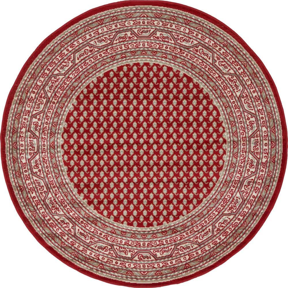 Unique Loom Williamsburg Allover Red 5' 0 x 5' 0 Round Rug 3129559 The Home Depot