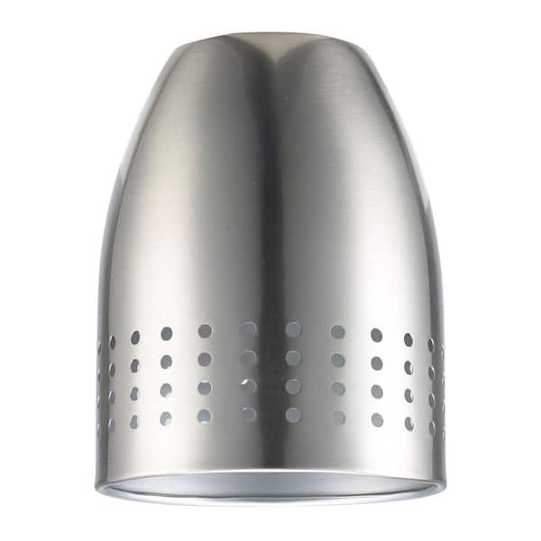 6.4 in. Brushed Nickel Metal Dome Shaped Replacement Pendant Shade with 2.25 in. Neckless Fitter