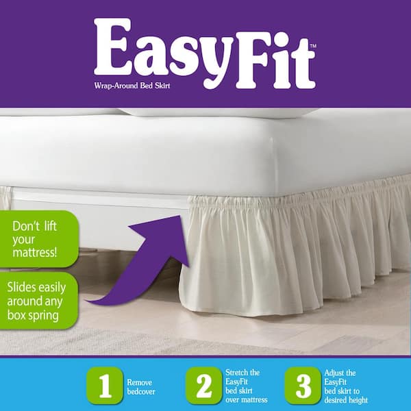 Easyfit Ruffled Wrap Around White King Bed Skirt 11577queen Kingwh The Home Depot