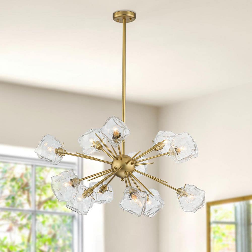 Y'INSP Florabelle 12-Light Brushed Brass Sputnik Chandelier with