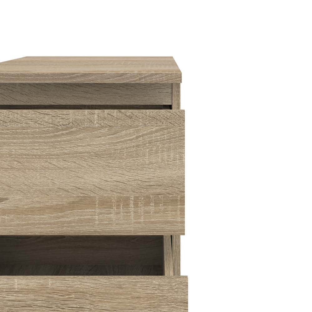 Oak Structure 2-Drawer Wood Nightstand with Particle Board Top