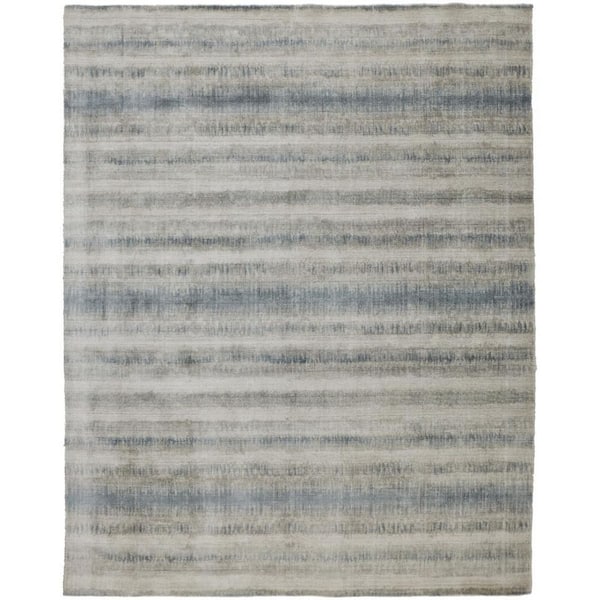 2 ft. x 8 ft. Blue, Gray Abstract Area Rug