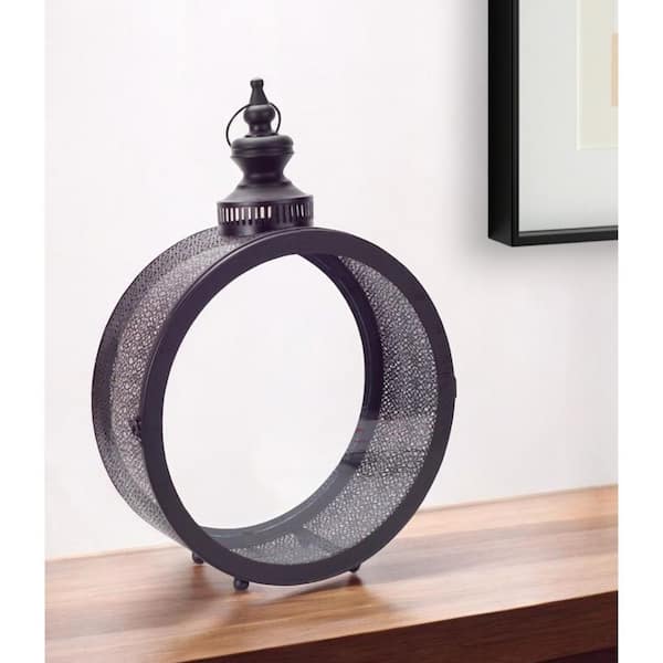 HomeRoots Black Metal Candle Lantern Single-Pack