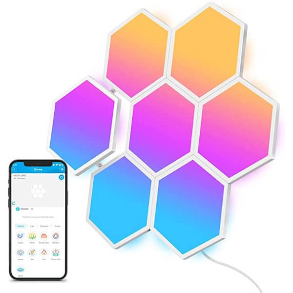 Govee Glide Hexagon Smart Color Changing Plug-In Wi-Fi Enabled Integrated  LED Light Panels (7-Piece) B6061A02 - The Home Depot