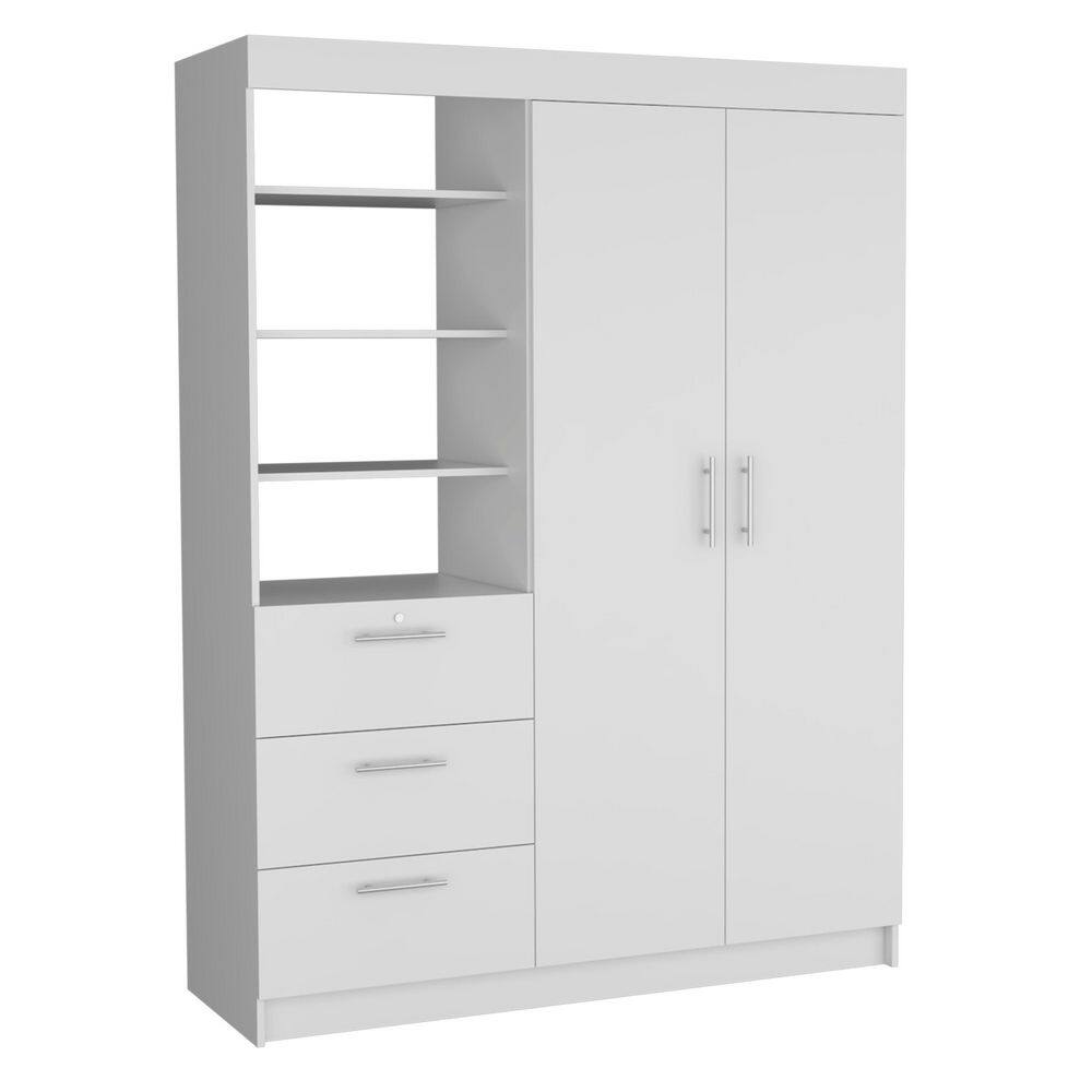 White 3 drawer 59 in. Dresser with Mirror