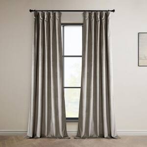 Gallery Taupe Velvet Rod Pocket Room Darkening Curtain - 50 in. W x 84 in. L (1 Panel)