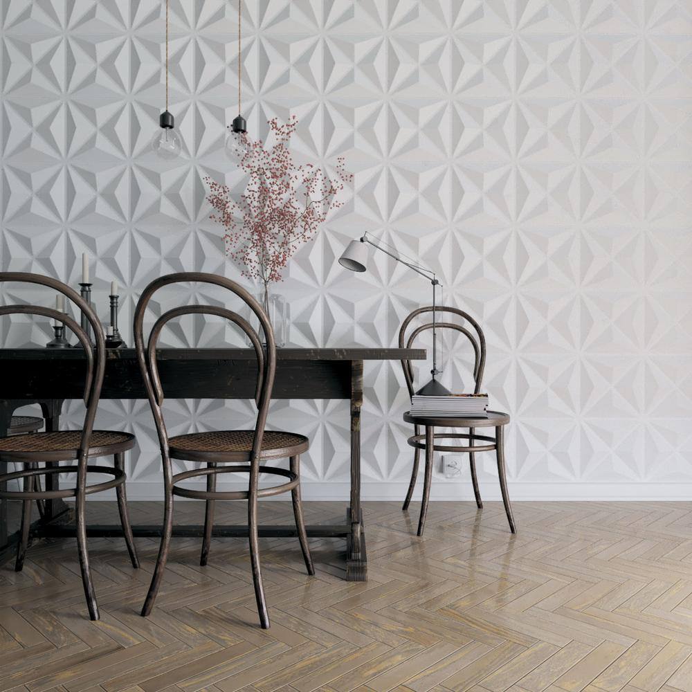 White Geometric PVC 3D Wall Panels Set of 50