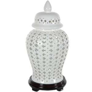 17 in. Porcelain Decorative Vase in White