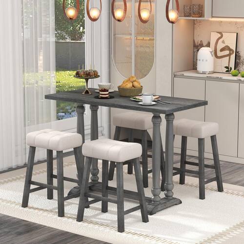 Gary 5-Piece Wood Outdoor Counter Height Dining Set