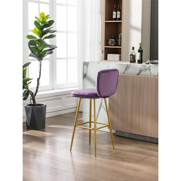 40.55 in. H Purple Bar Stools with Low Back and Footrest LJ429AC