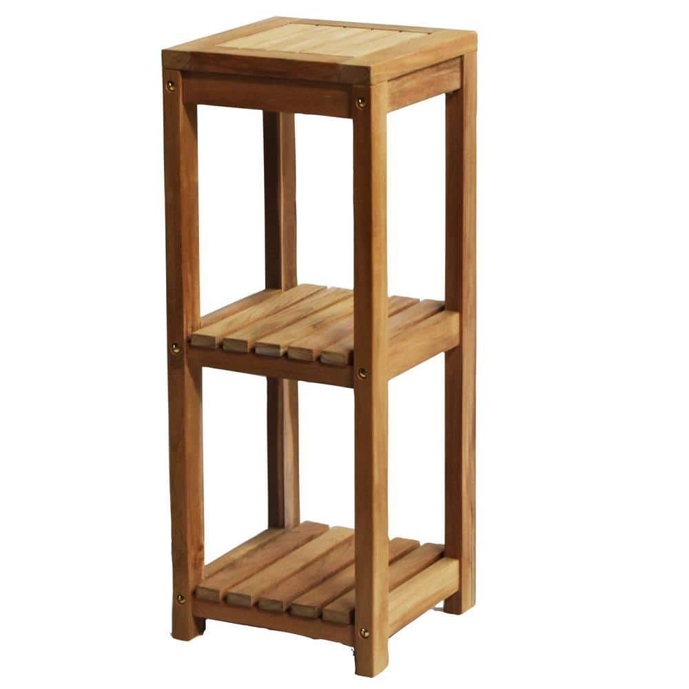 Gala 11.75 in. W x 11.75 in. D x 31.50 in. H Natural Brown Teak Linen Cabin